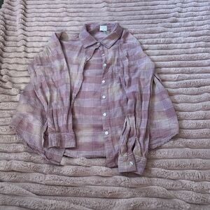 Care Bears Plaid Button-Down Shirt in Pink and Cream